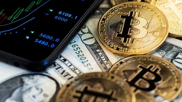 Moedas de Bitcoin e aplicativo de preços ações