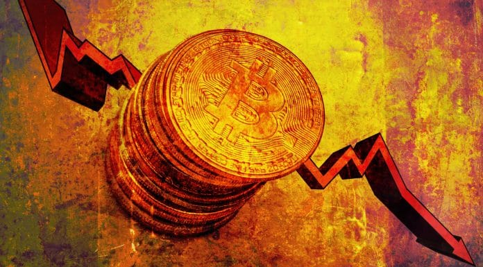 Queda do Bitcoin perdas baixa desvalorização gráfico