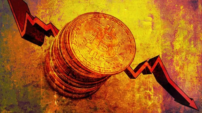 Queda do Bitcoin perdas baixa desvalorização gráfico