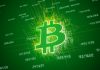 Símbolo do Bitcoin com fundo verde