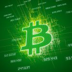 Símbolo do Bitcoin com fundo verde