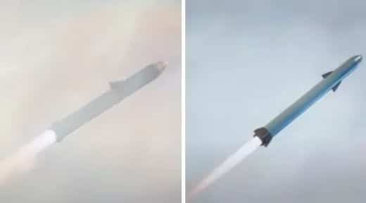 SpaceX na esquerda, cópia da China à direita.