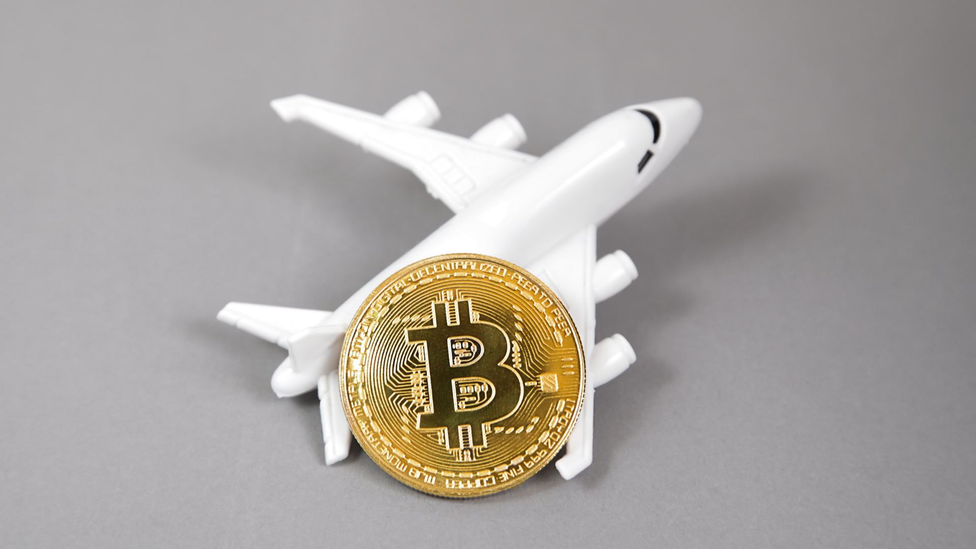 Avião e Bitcoin blockchain