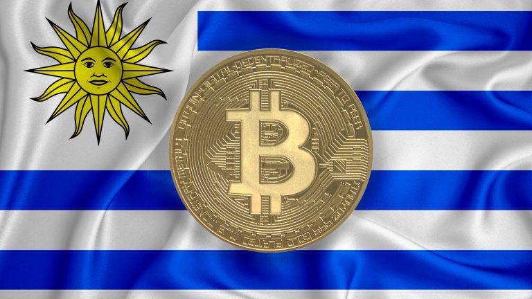 Bandeira do Uruguai e Bitcoin