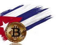 Bitcoin e bandeira de Cuba