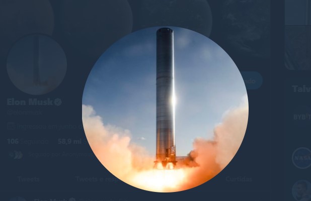 Nova foto do perfil de Elon Musk é de um foguete da SpaceX