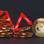 Símbolo da Dogecoin triste com quedas no mercado