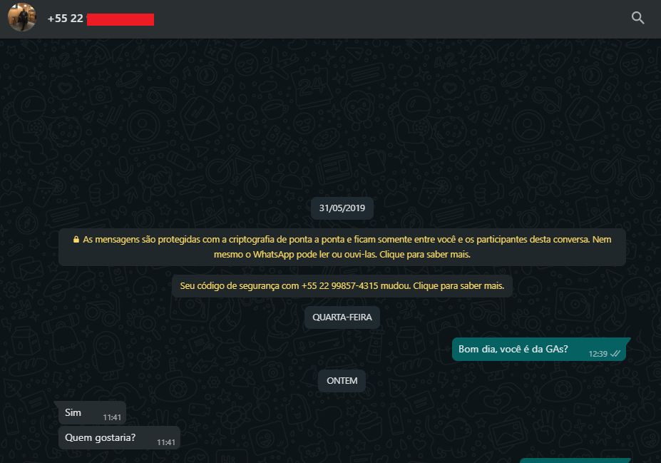 Whatsapp de Gladson responde após ser preso. Empresa diz que é hacker.