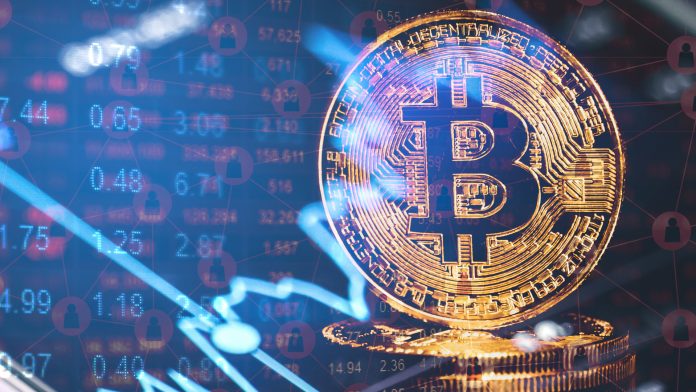 Bitcoin com gráficos e cotações de mercado queda alta