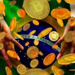 Chuva de Bitcoin e Bandeira do Brasil