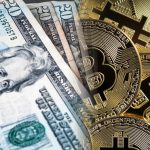 Imagem de Dólar e Bitcoin fundos