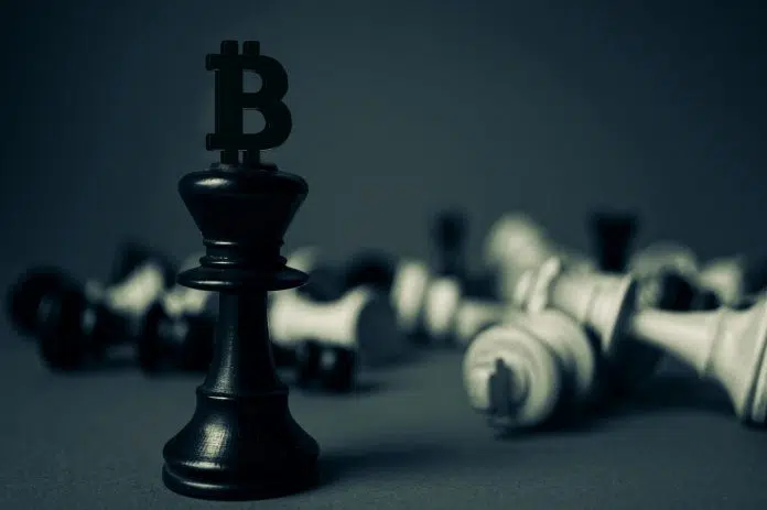 Bitcoin como vencedor em jogo de xadrez