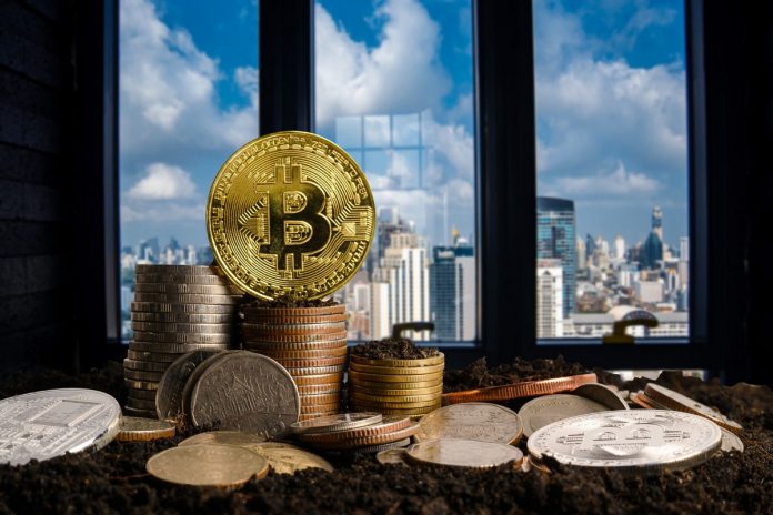 Crescimento do Bitcoin sobre moedas fiduciárias Dólar e Real preço em alta