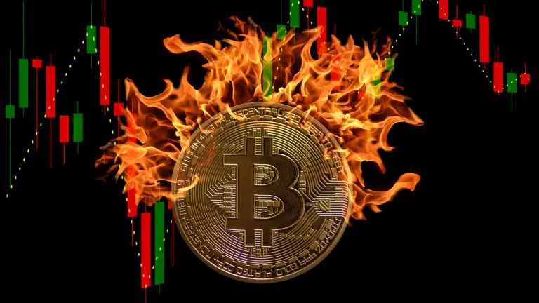 Preço do Bitcoin em gráfico e pegando fogo