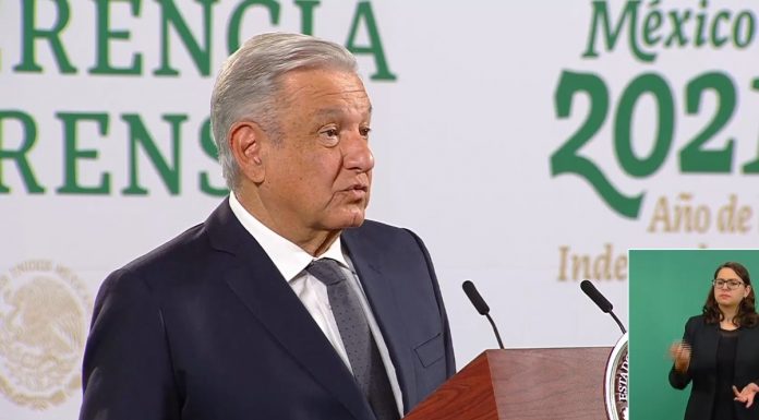 Presidente AMLO do México em coletiva de imprensa