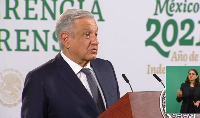 Presidente AMLO do México em coletiva de imprensa