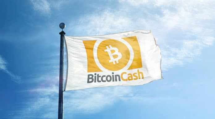 Bitcoin Cash estampado em bandeira
