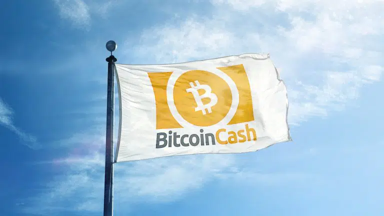 Bitcoin Cash estampado em bandeira