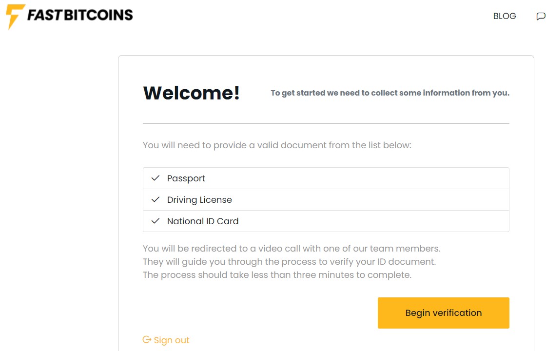FastBitcoins solicita documentación para los usuarios y solicita que se realice una videollamada para permitir el registro y la compra de Bitcoin en las loterías.