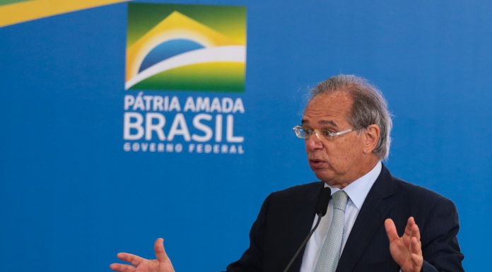 Ministro Paulo Guedes em evento oficial do Ministério da Economia