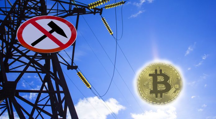 Placa de Proibido minerar Bitcoin e criptomoedas