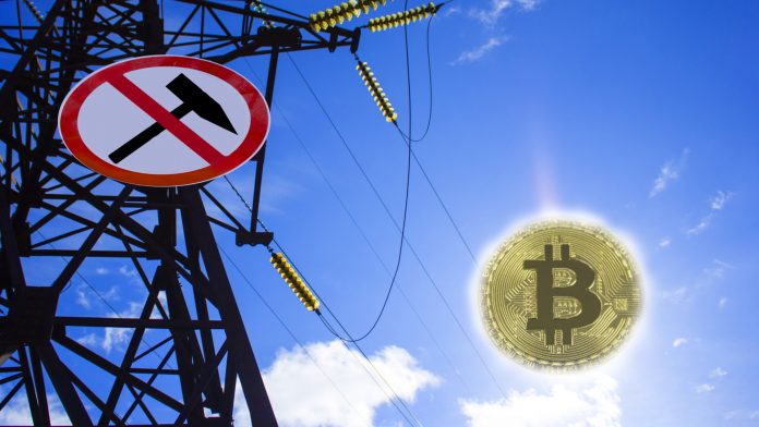 Placa de Proibido minerar Bitcoin e criptomoedas