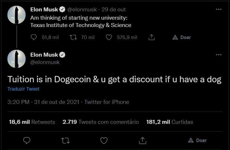 Elon Musk quiere crear una universidad que acepte Dogecoin como pago