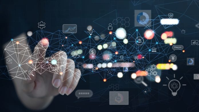 Ambiente em rede de criptomoedas e metaverso
