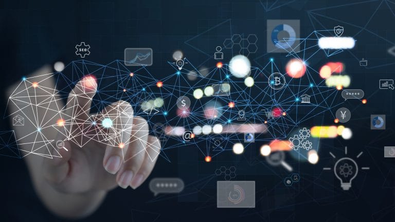 Ambiente em rede de criptomoedas e metaverso