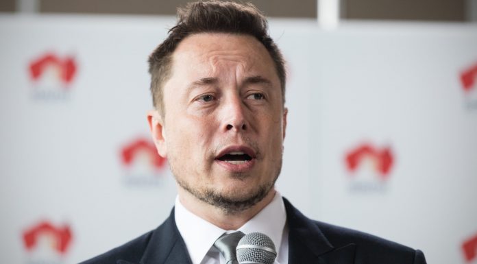 Elon Musk falando ao vivo com microfone