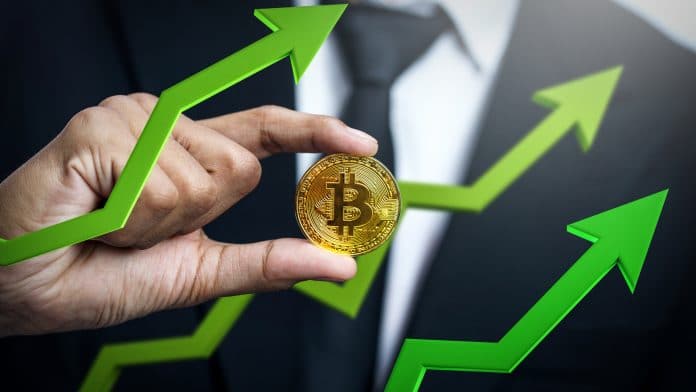 Gráficos de alta do Bitcoin crescentes