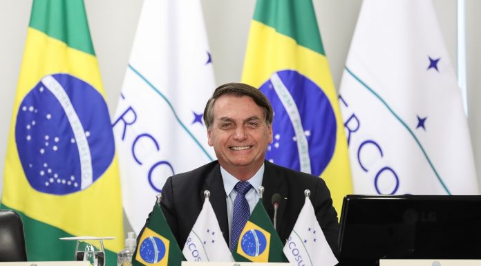 Jair Bolsonaro em participação de reunião do MERCOSUL
