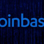 Logo da corretora Coinbase em um ambiente de segurança cibernética