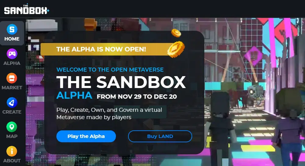 The Sandbox has an Alpha event open until December 20th, rewarding users with NFTs
