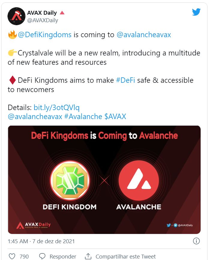 DeFi Kingdoms chegando na Avalanche