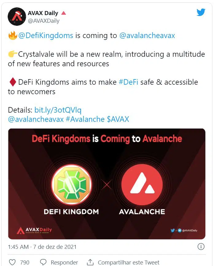 DeFi Kingdoms chegando na Avalanche