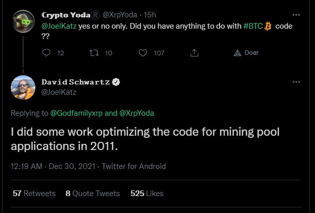 CTO da Ripple afirma que já trabalhou no Bitcoin