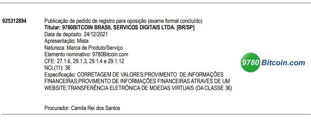 Corretora de Bitcoin do Peru pede registro de marca no Brasil
