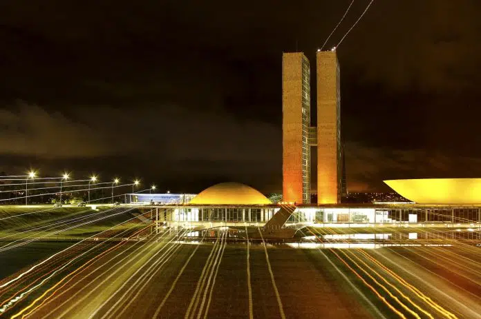 Fachada laranja do Senado Federal no Brasil - Foto Rodrigo Viana-Senado Federal