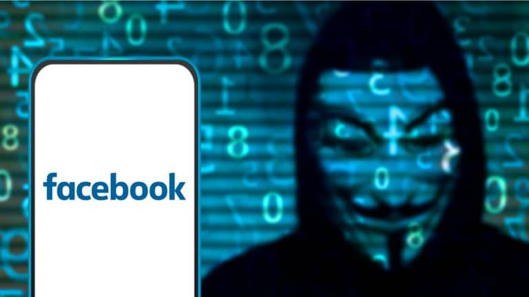Hacker ao fundo e aplicativo do Facebook em destaque ameaça