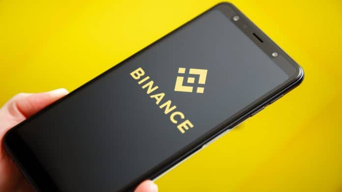 Símbolo da Binance em aplicativo