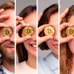 Pessoas segurando criptomoeda bitcoin