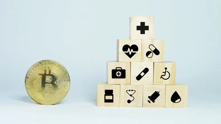 Ícones médicos de saúde e Bitcoin
