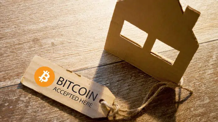 Placa de Bitcoin aceito aqui próximo de casa