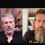 Michael Saylor e Jack Dorsey falando sobre Bitcoin