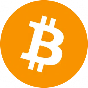 A marca “oficial’ do bitcoin, com o ₿ e a cor laranja.