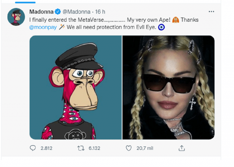 Madonna ganha NFT Bored Ape e fãs criticam