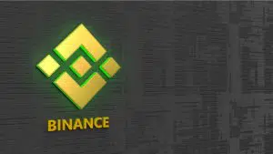 Corretora Binance com símbolo em verde e amarelo