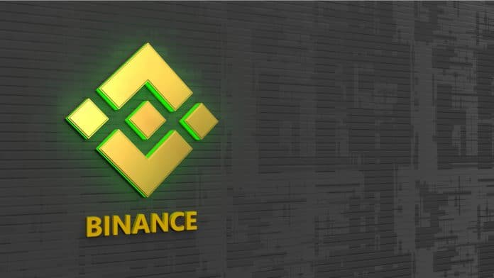 Corretora Binance com símbolo em verde e amarelo