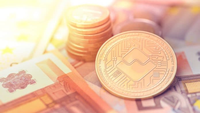 Criptomoeda Waves brilhando
